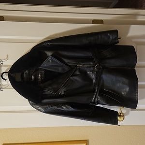 Wilsons Leather Vintage Oversized Black Moto Jacket. Size S. EUC